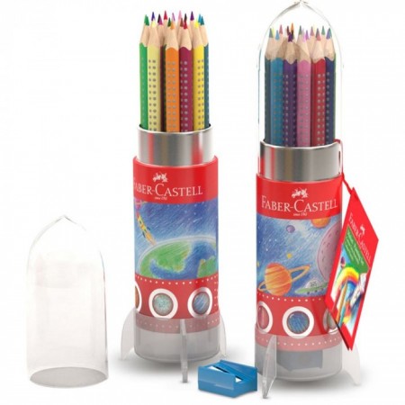 20-Pieces Colour Grip Pencil in Rocket Tin